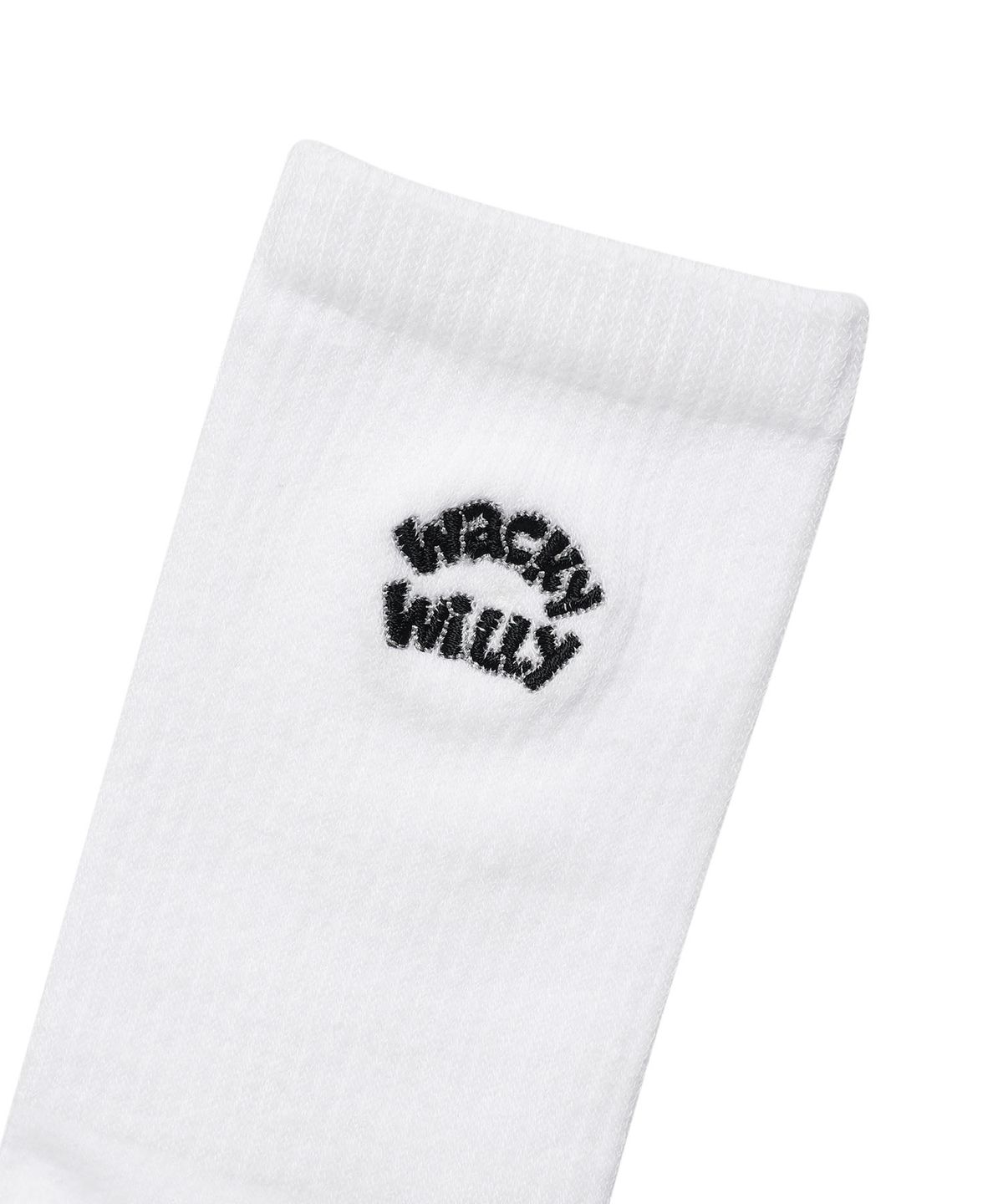와키윌리(WACKY WILLY) 타이포 자수 양말 (3PACK) 화이트