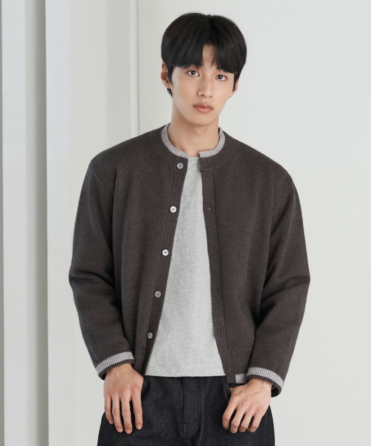 효지(HYOJI) 26 FW 워셔블 소프트 터치 라운드 레이어드 크롭 니트 가디건 (3컬러)