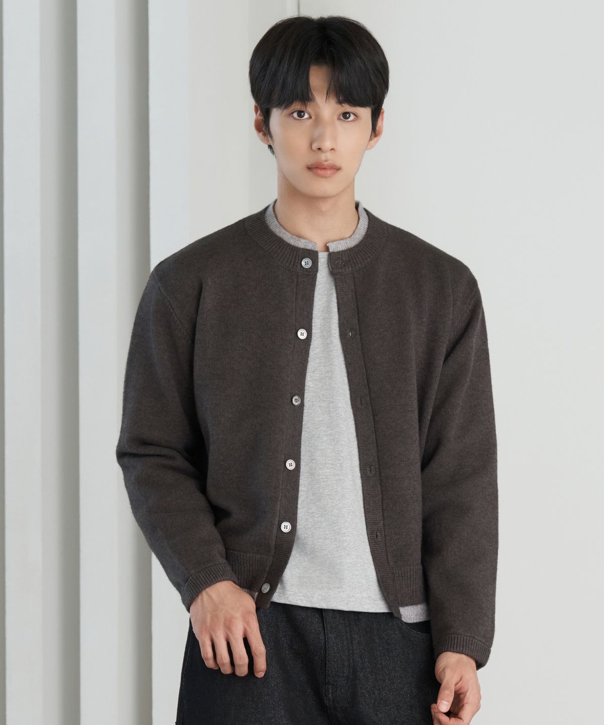 효지(HYOJI) 26 FW 워셔블 소프트 터치 라운드 레이어드 크롭 니트 가디건 (3컬러)