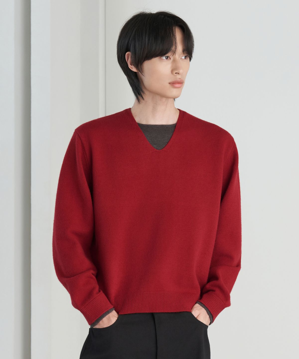 효지(HYOJI) 26 FW 워셔블 소프트 터치 브이넥 레이어드 크롭 니트 (4컬러)