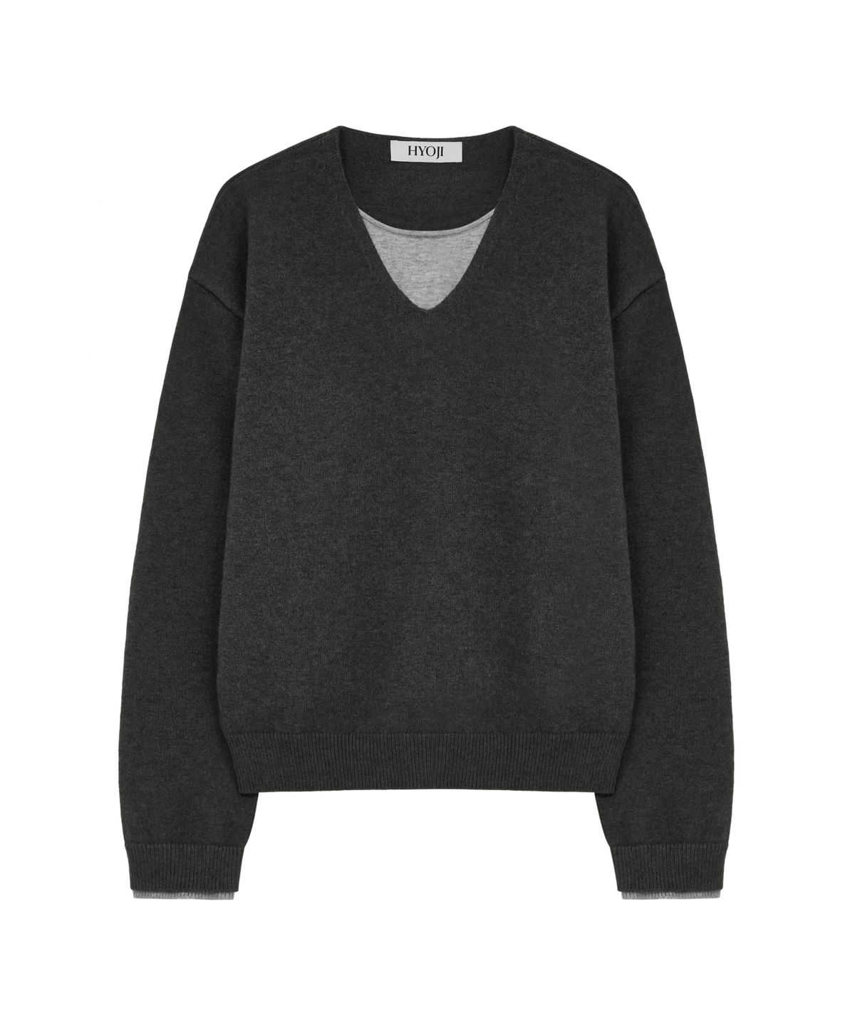 효지(HYOJI) 26 FW 워셔블 소프트 터치 브이넥 레이어드 크롭 니트 (4컬러)