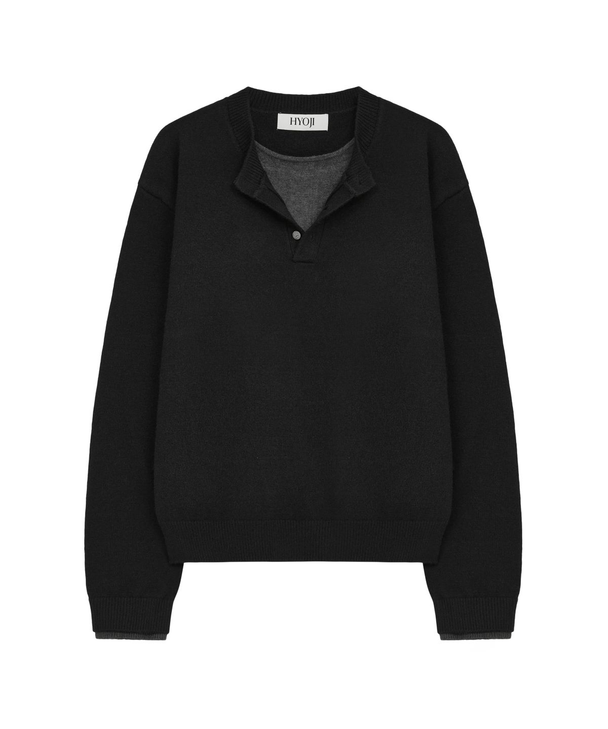 효지(HYOJI) 26 FW 워셔블 소프트 터치 헨리넥 레이어드 크롭 니트 (4컬러)