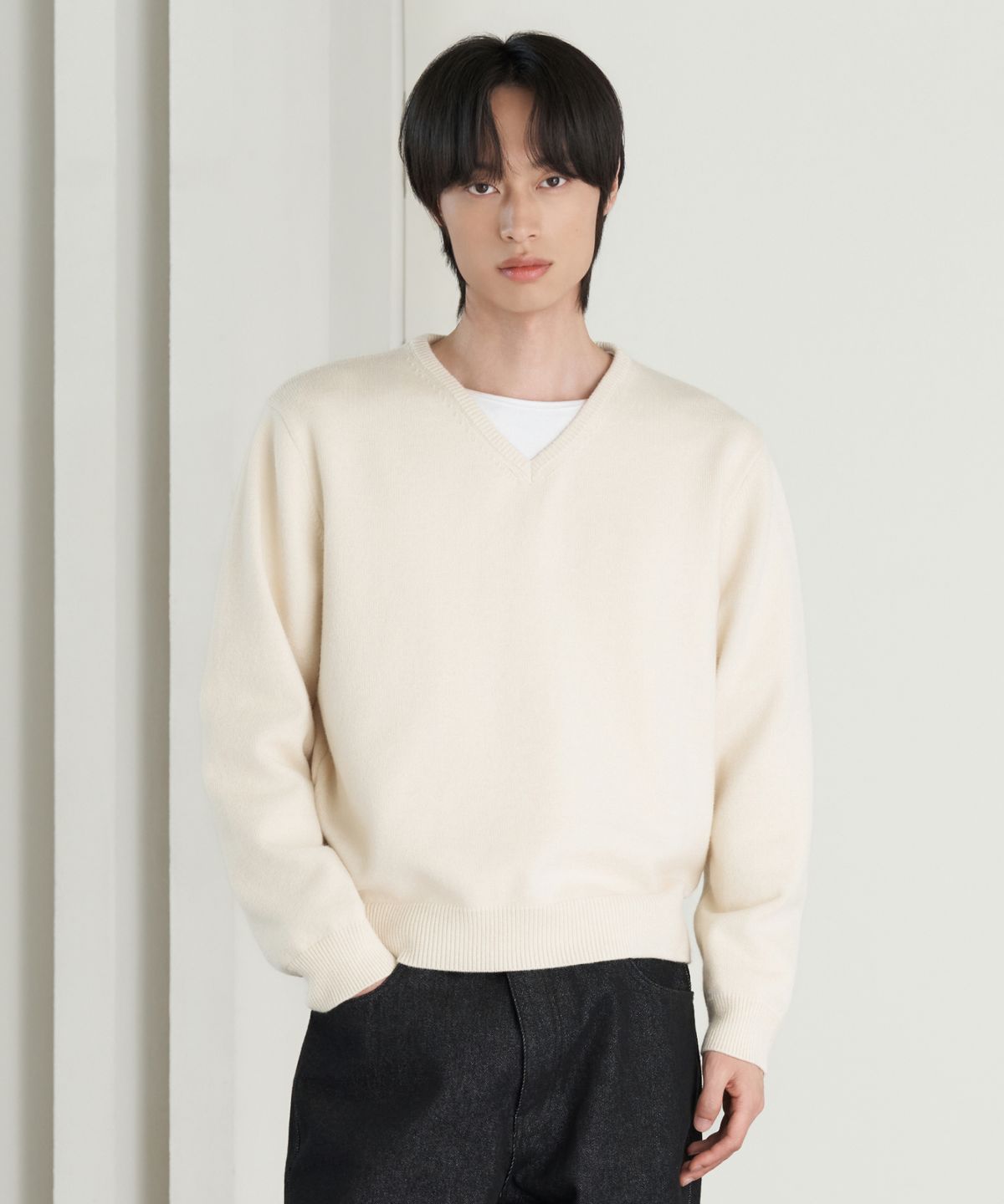 효지(HYOJI) 26 FW 워셔블 소프트 터치 브이넥 크롭 니트 (5컬러)