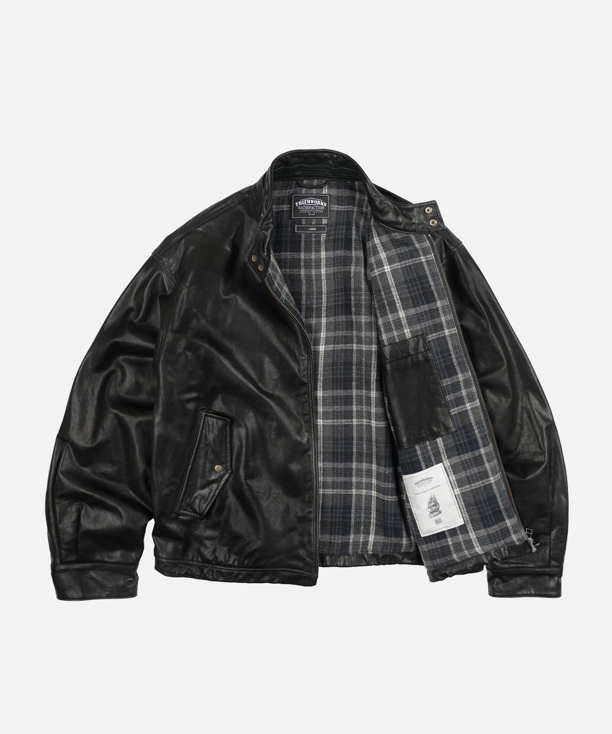 프리즘웍스(FRIZMWORKS) WAXED COWHIDE BUDDY HARRINGTON JACKET _ BLACK
