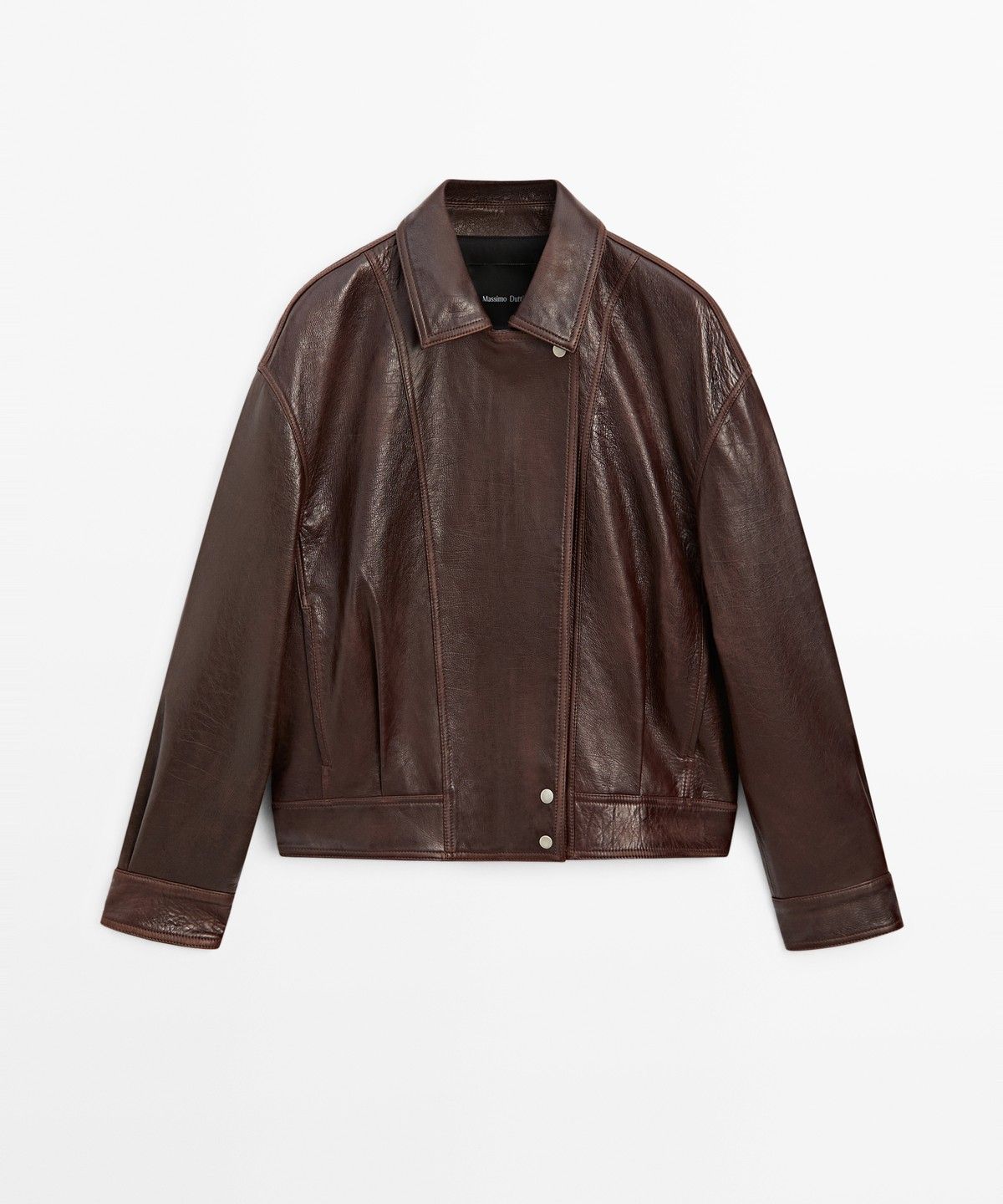 마시모두띠(MASSIMO DUTTI) 플리츠 디테일 나파 가죽 자켓