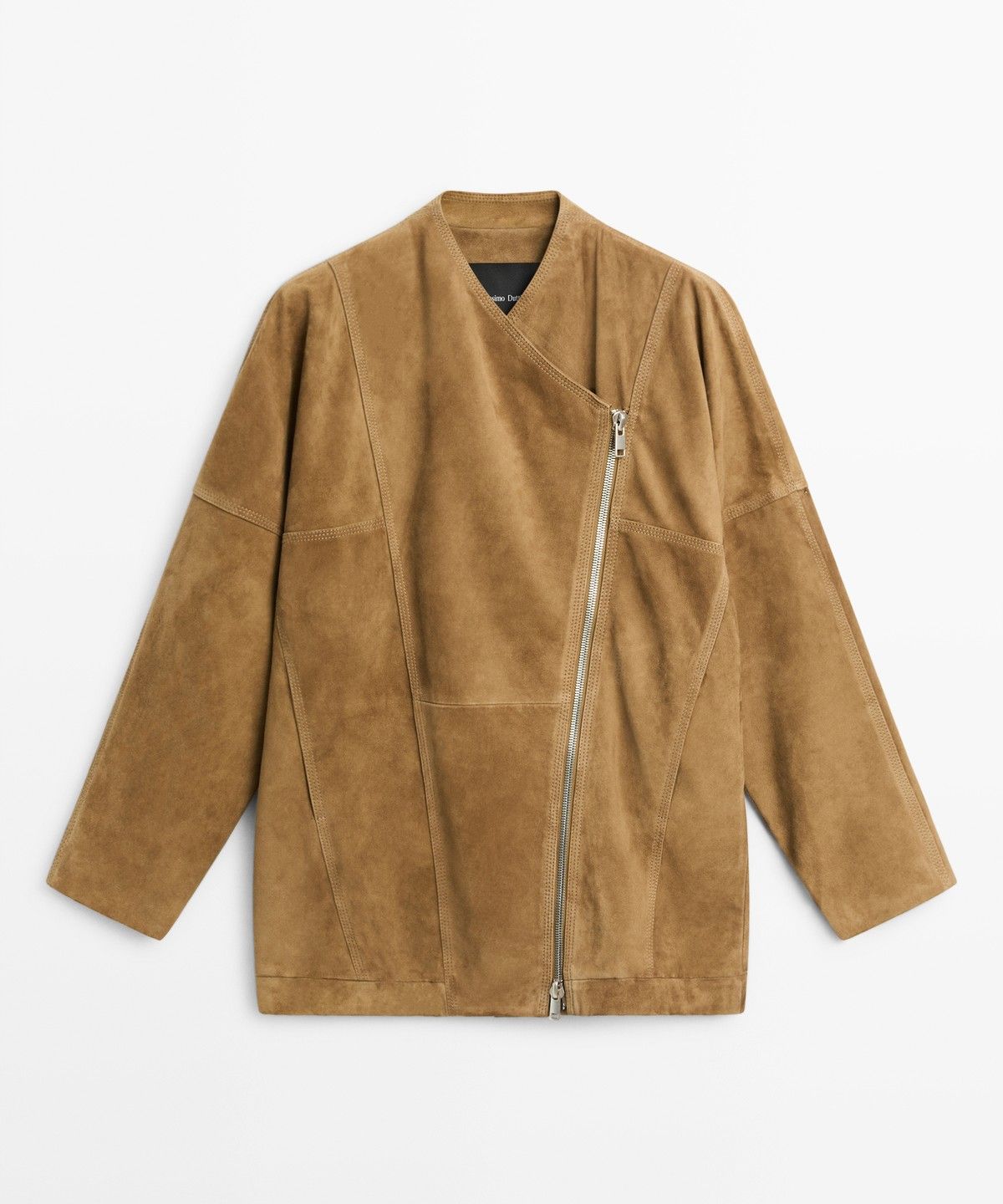 마시모두띠(MASSIMO DUTTI) 스웨이드 레더 비대칭 지퍼 자켓
