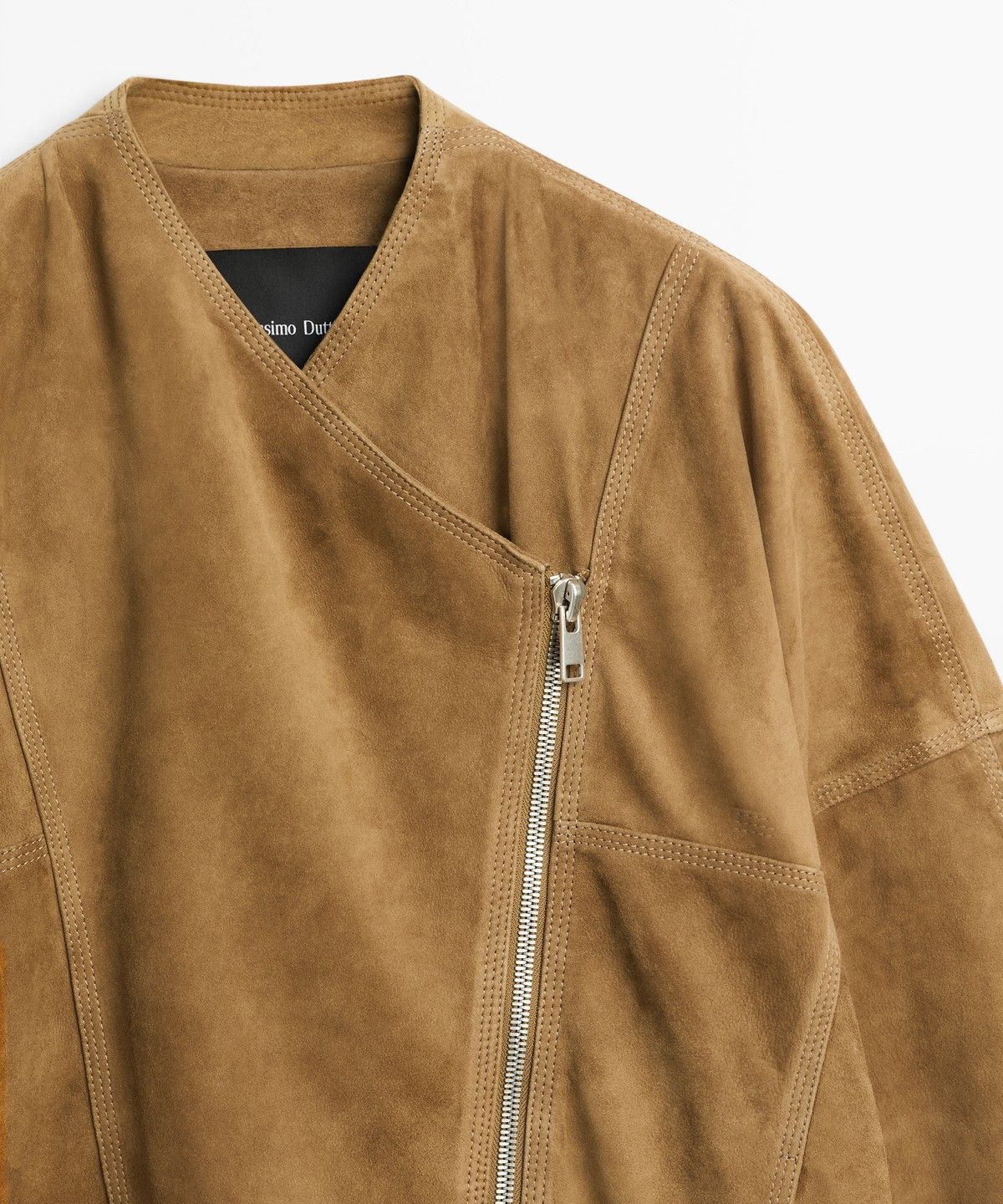 마시모두띠(MASSIMO DUTTI) 스웨이드 레더 비대칭 지퍼 자켓