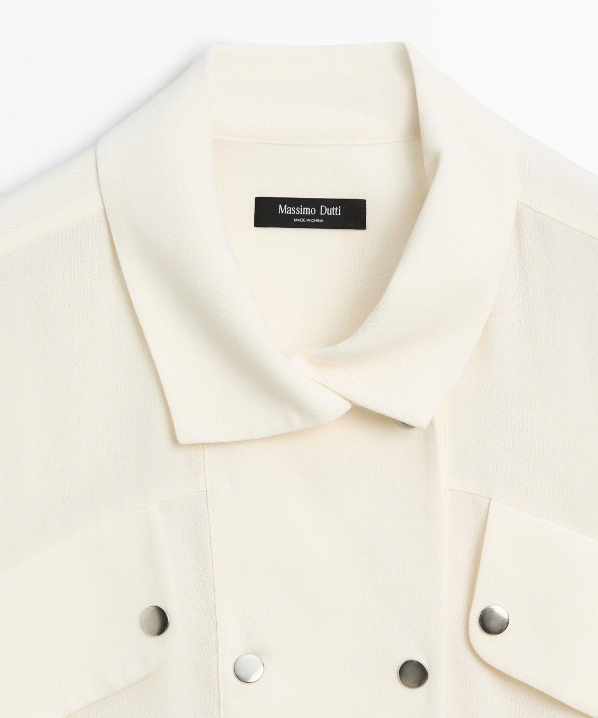 마시모두띠(MASSIMO DUTTI) 스탠드 칼라 스냅 버튼 셔츠
