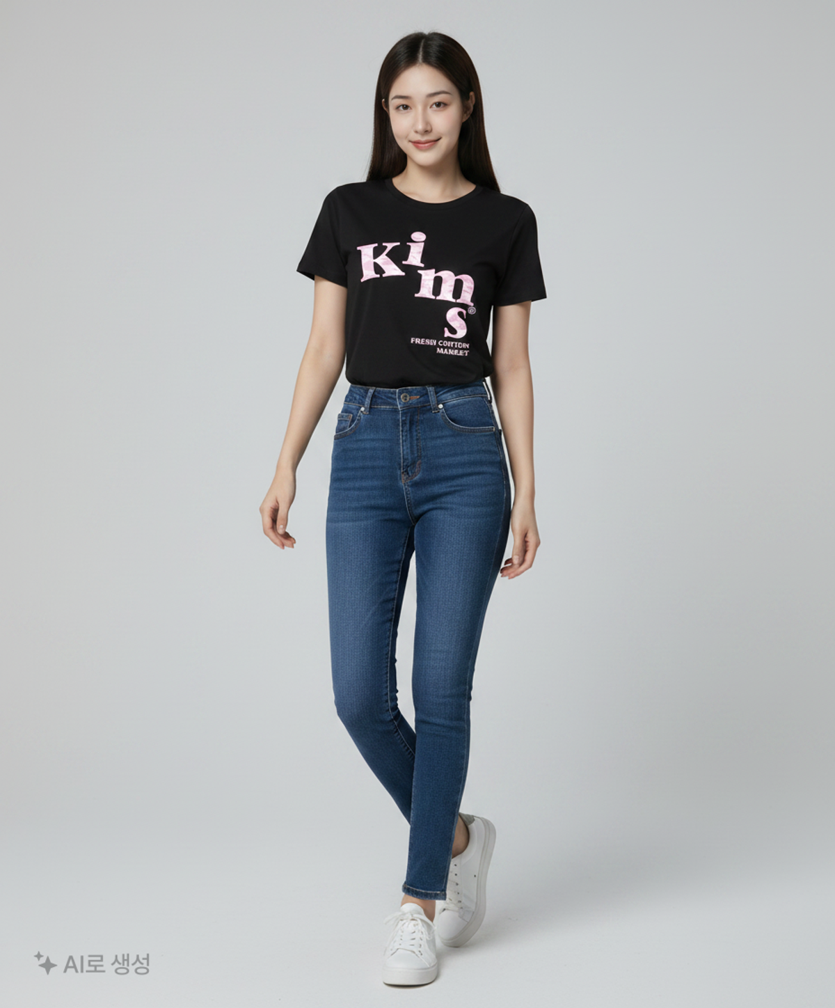 킴스 프레시 코튼 마켓(KIMS FRESH COTTON MARKET) 메시 알파 카모 티셔츠 블랙 FREE