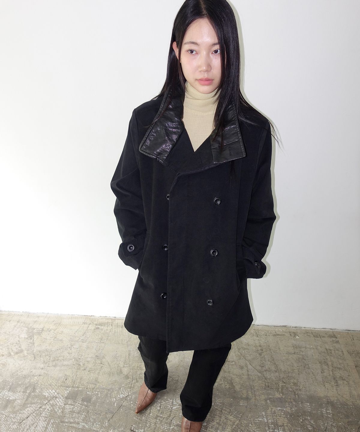 누아클레(NUAKLE) (w) 빈센트 더블 코트_블랙