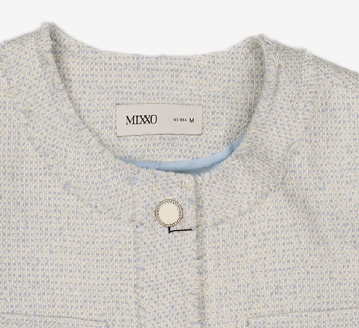 미쏘(MIXXO) 라운드넥 수술 트위드 자켓 MIWJKD323G M