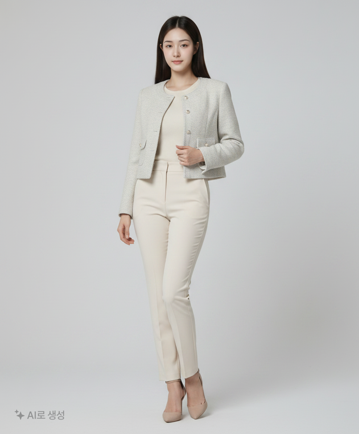 미쏘(MIXXO) 라운드넥 수술 트위드 자켓 MIWJKD323G M