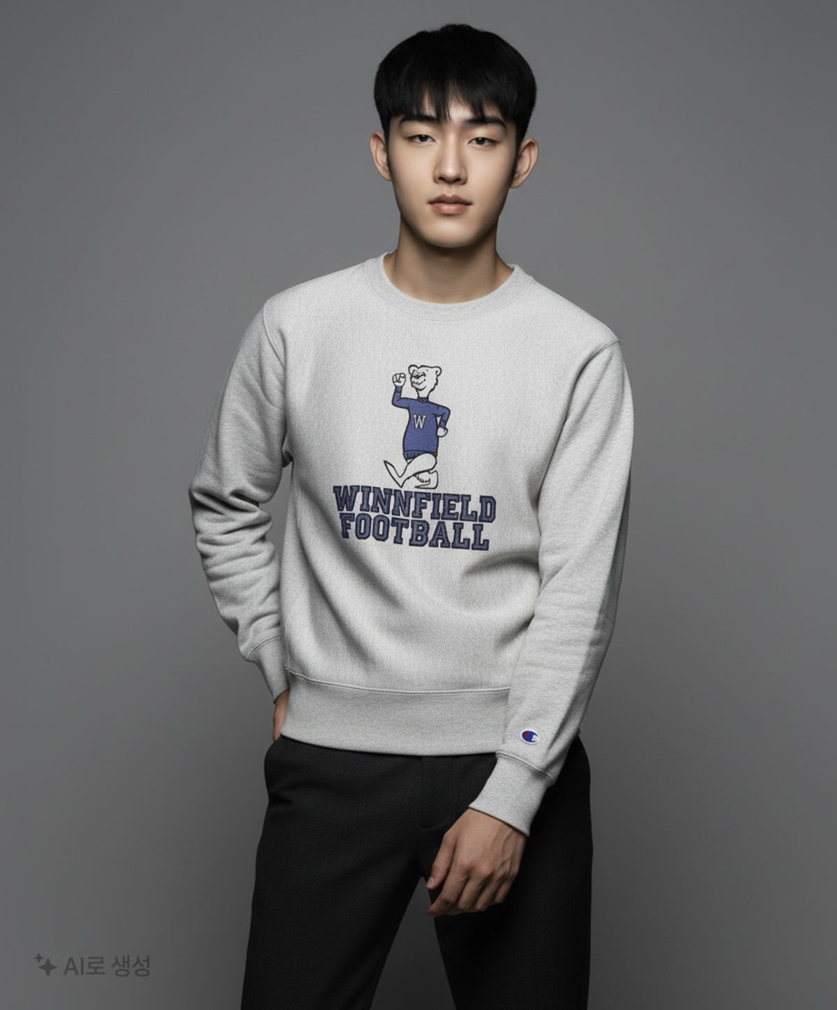 챔피온(CHAMPION) 리버스위브 블루택 기모 그래픽 스웨트셔츠 Cream M