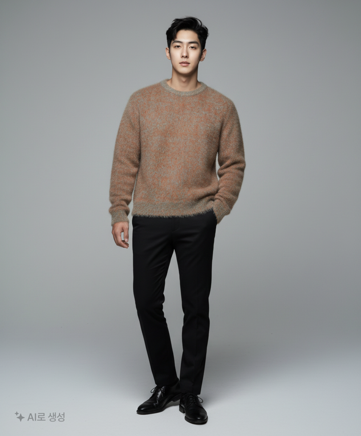 노매뉴얼(NOMANUAL) CROPPED HAIRY KNIT - CORAL REEF 100