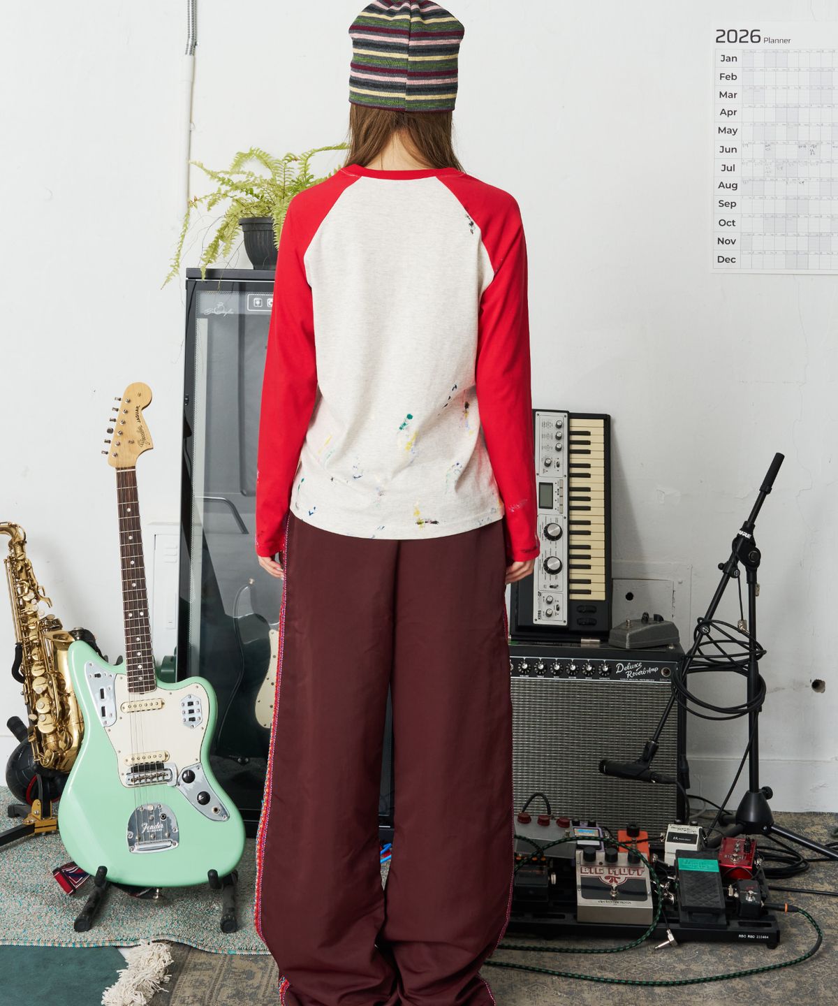 낫뉴(NOT NEW) Ethnic Track Pants Burgundy