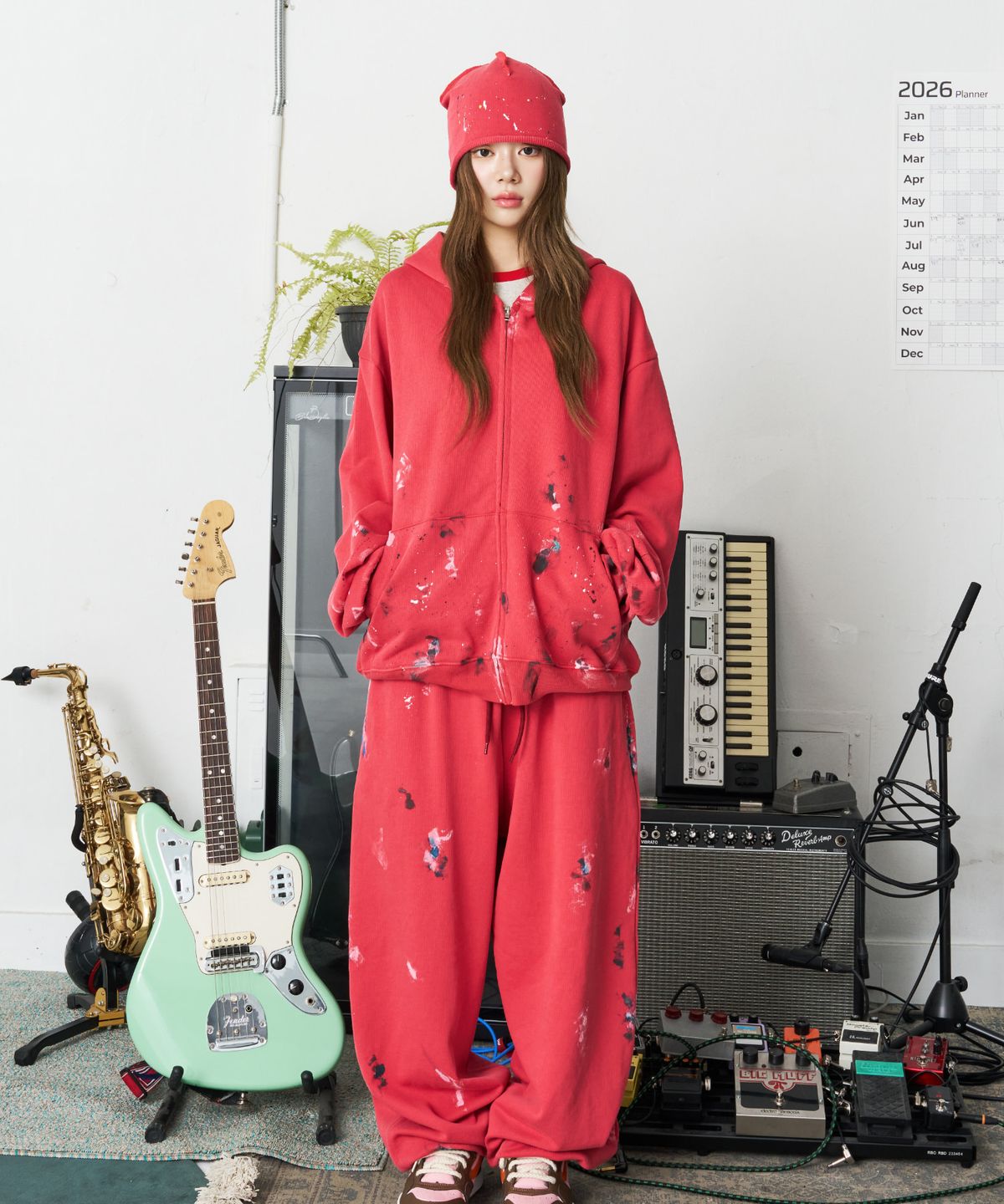 낫뉴(NOT NEW) Painting Sweatpants Red