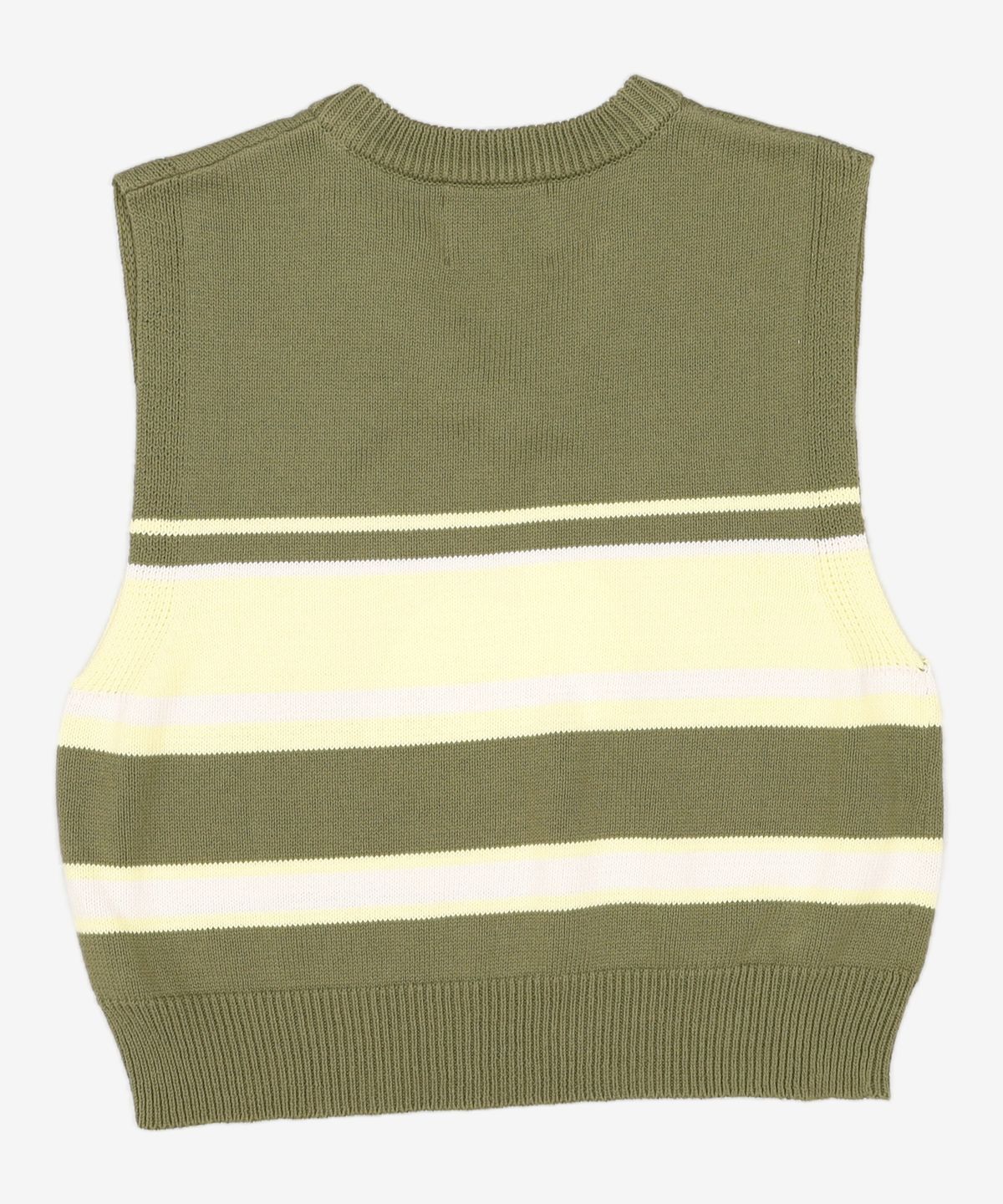 꼬모니노즈(COMONINOZ) STRIPE KNIT VEST [KHAKI] S