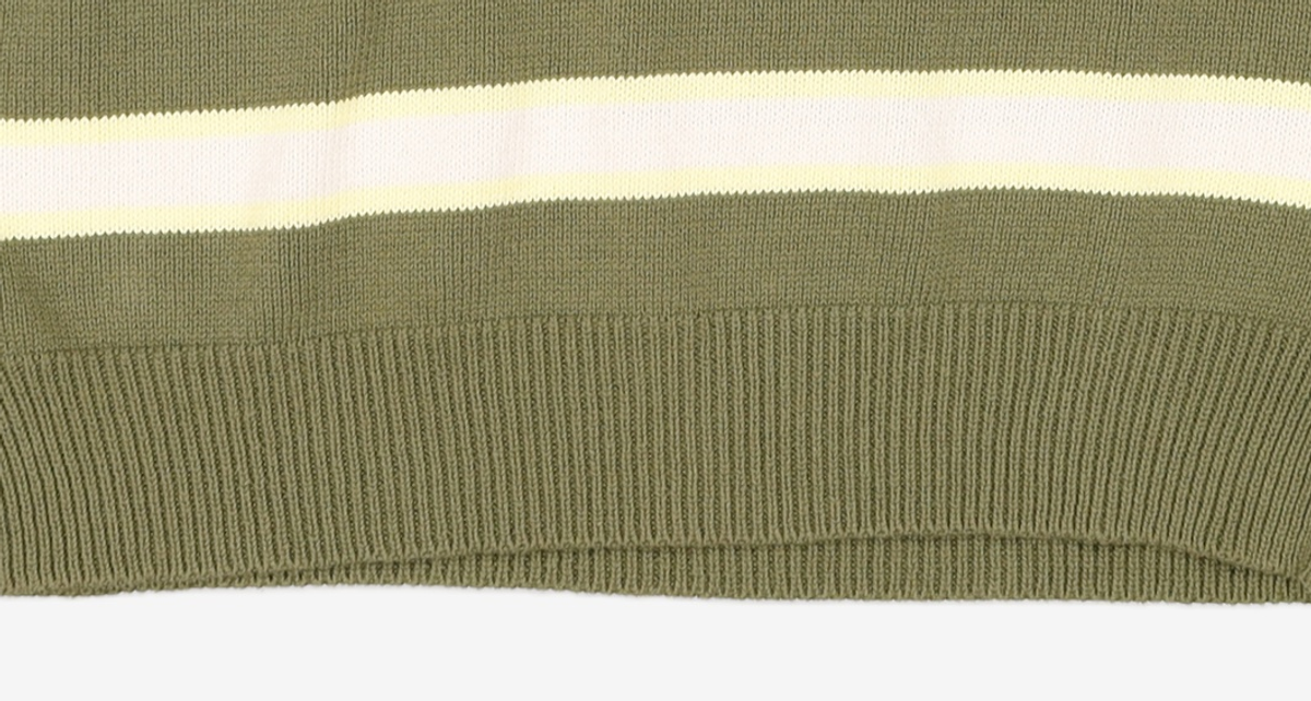꼬모니노즈(COMONINOZ) STRIPE KNIT VEST [KHAKI] S