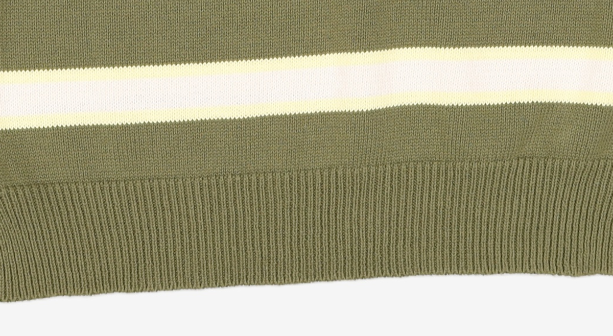 꼬모니노즈(COMONINOZ) STRIPE KNIT VEST [KHAKI] S