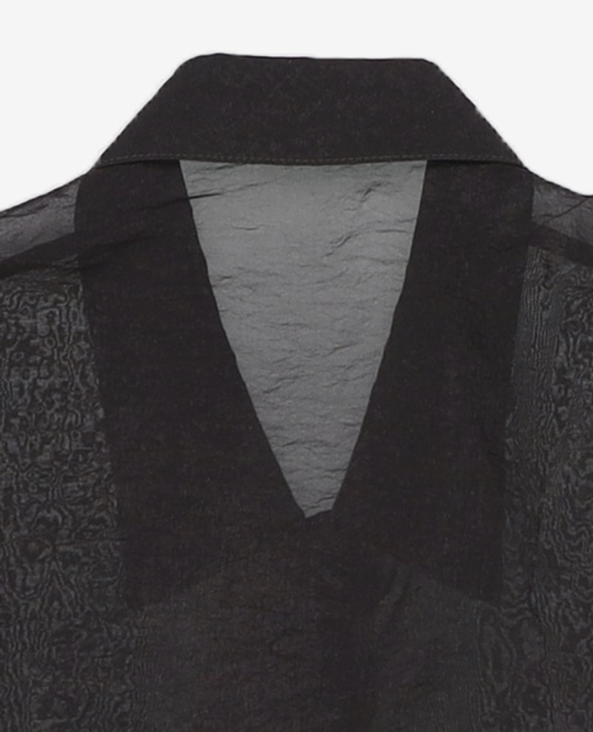 몽돌(MONGDOL) 크링클 시스루 숏 퍼프 슬리브 셔츠 블랙 MDSH022BLACK FREE