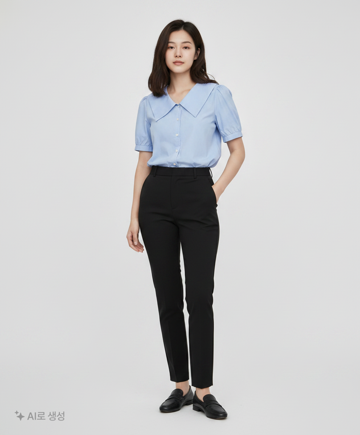 미쏘(MIXXO) 빅카라 반팔 블라우스 BLD302G RE_MIWBWD50QG S
