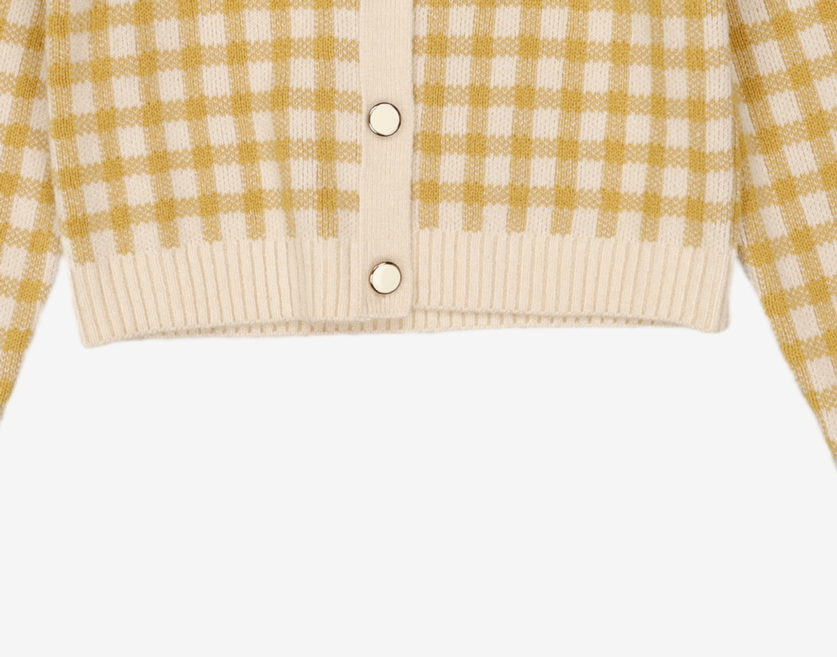 미쏘(MIXXO) 크롭 체크패턴 가디건 MIWCKAV46T M