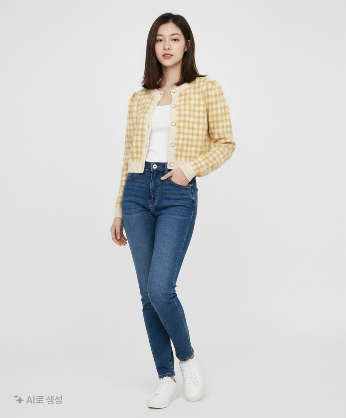 미쏘(MIXXO) 크롭 체크패턴 가디건 MIWCKAV46T M