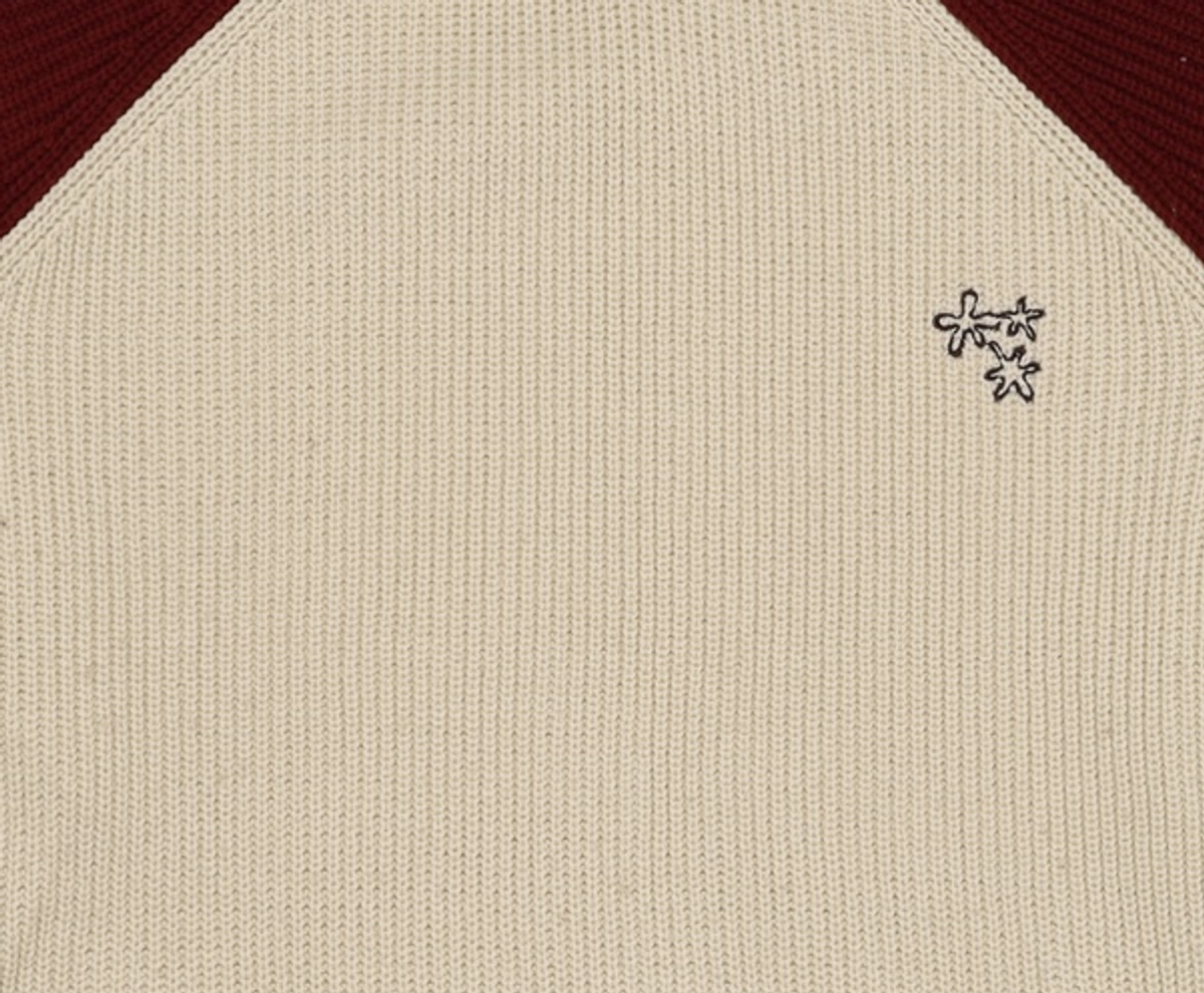 어반디타입(URBANDTYPE) 컬러 블록 래글런 니트_버건디_KN124 L