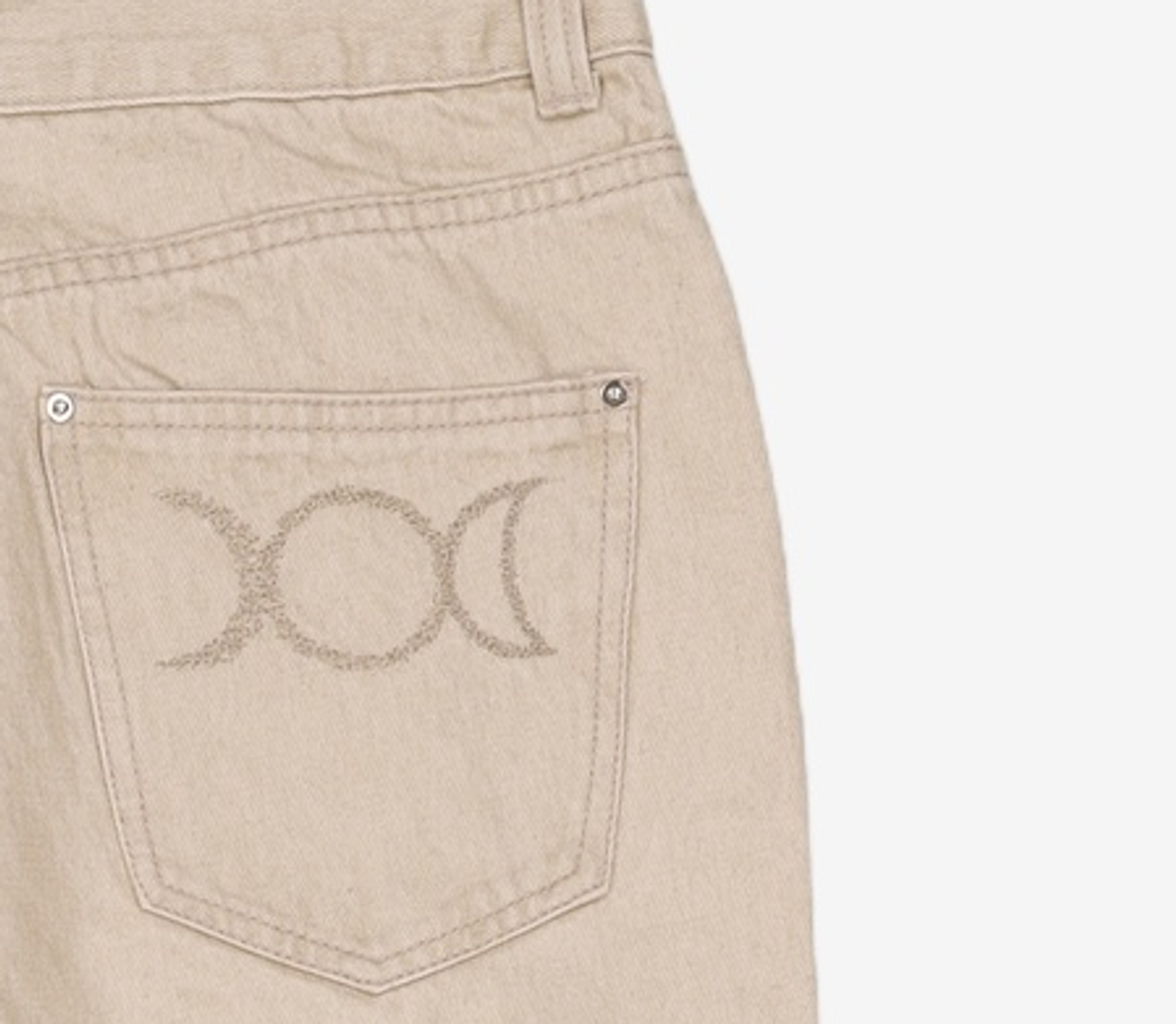 메종미네드(MAISON MINED) (W) TRIPLE MOON ZIPPER DENIM PANTS - BEIGE 2