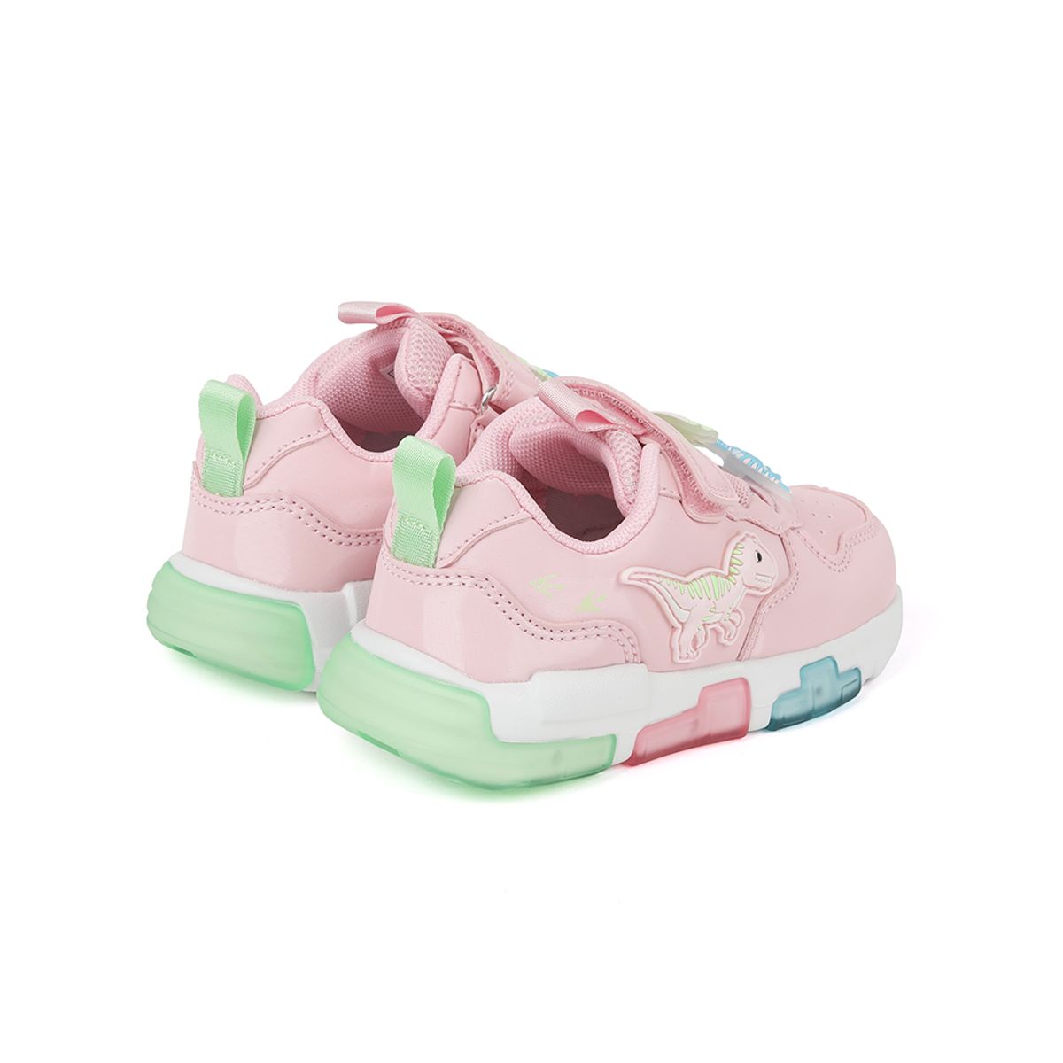 다이노솔즈(DINOSOLES) 티렉스 픽셀 스텝 핑크