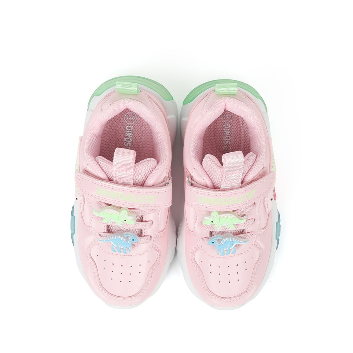 다이노솔즈(DINOSOLES) 티렉스 픽셀 스텝 핑크