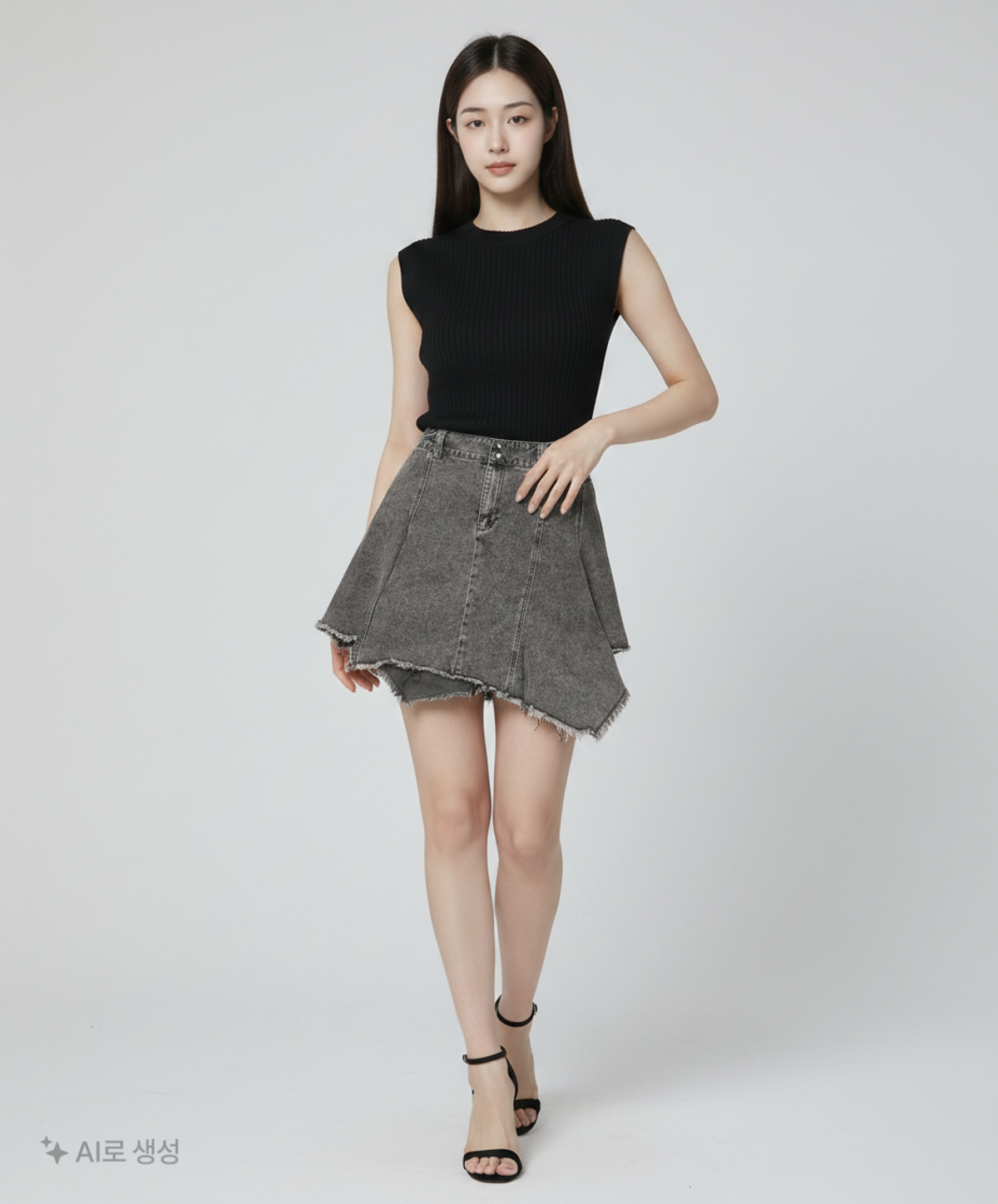 오디너리 홀리데이(ORDINARY HOLIDAY) 데님 훌 미디 스커트 [GRAY] M