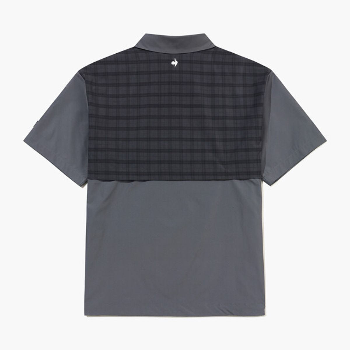 르꼬끄 골프(LECOQ GOLF) 남성 우븐 클래식 체크 반집업 반팔 티셔츠 _GREY GR321MTS83