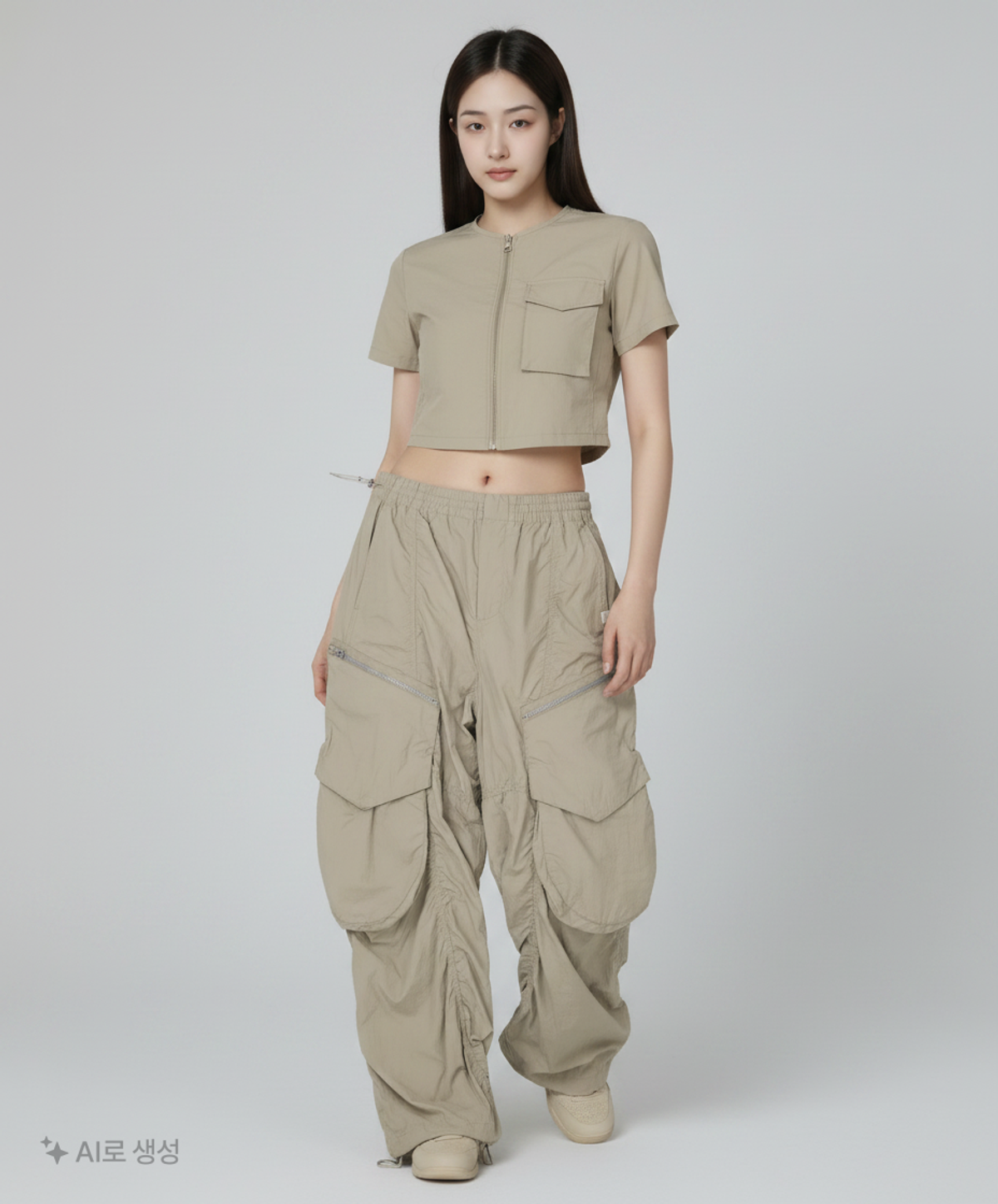 크리틱(CRITIC) GLOSSY CARGO PANTS GREY M