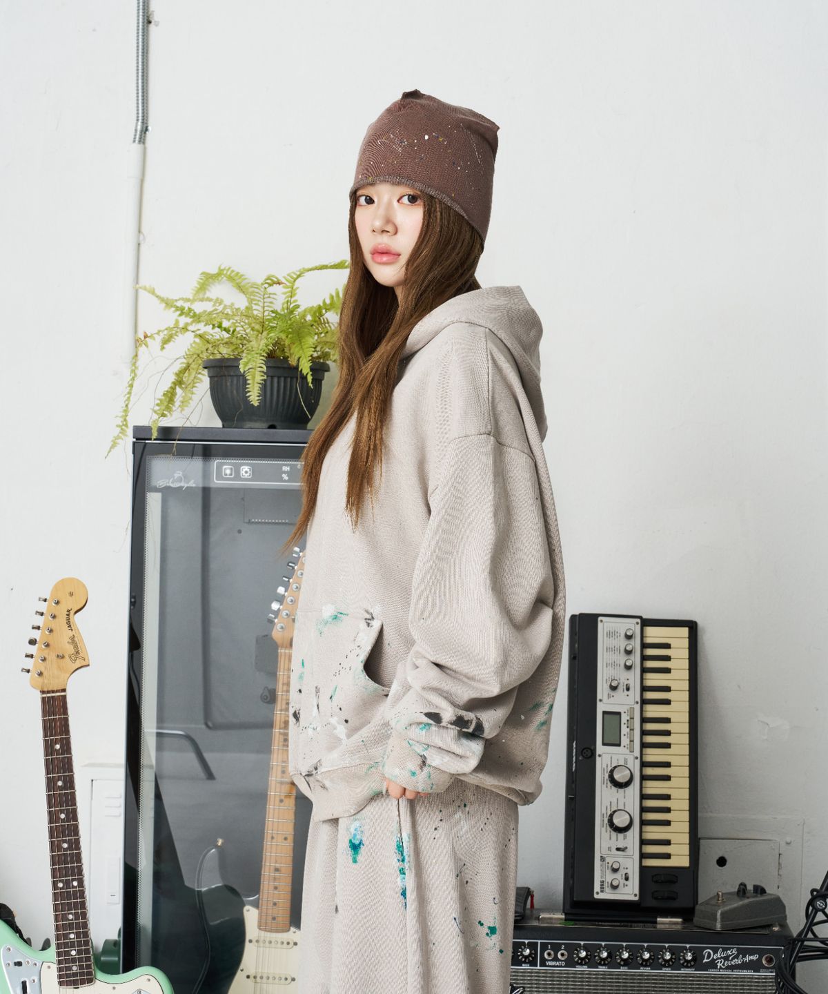 낫뉴(NOT NEW) Reversible Painting Beanie Brown
