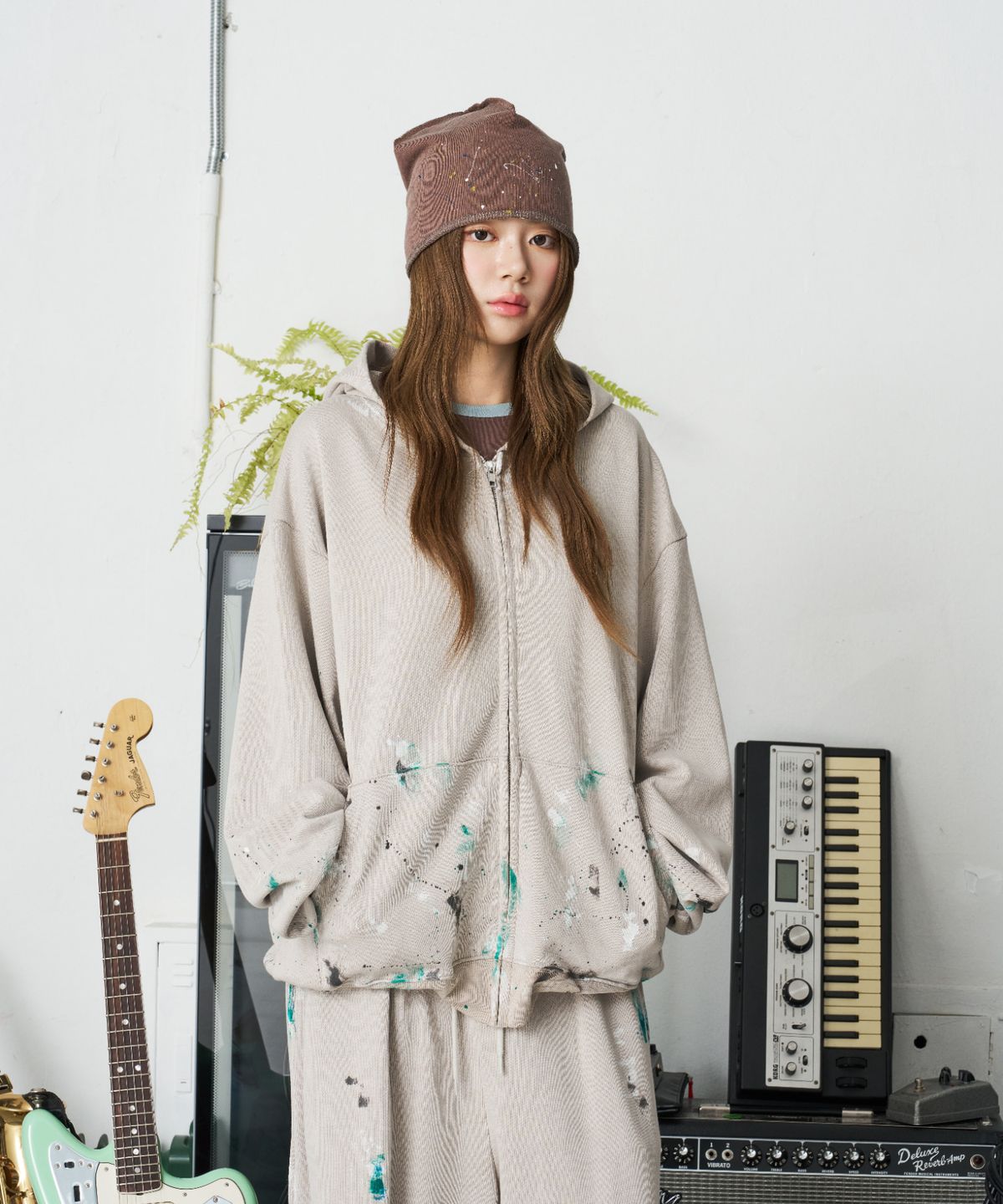 낫뉴(NOT NEW) Reversible Painting Beanie Brown