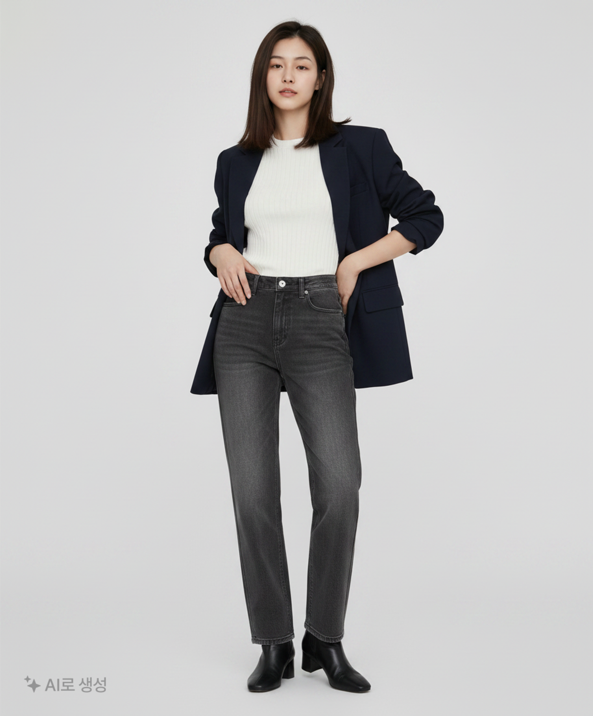 키르시(KIRSH) 워싱 스트레이트 데님 팬츠 KS [블랙] M