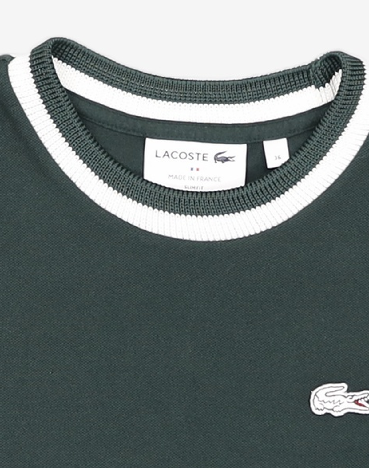 라코스테(LACOSTE) 여성 슬림핏 티핑 반팔 티셔츠 [다크그린] 36