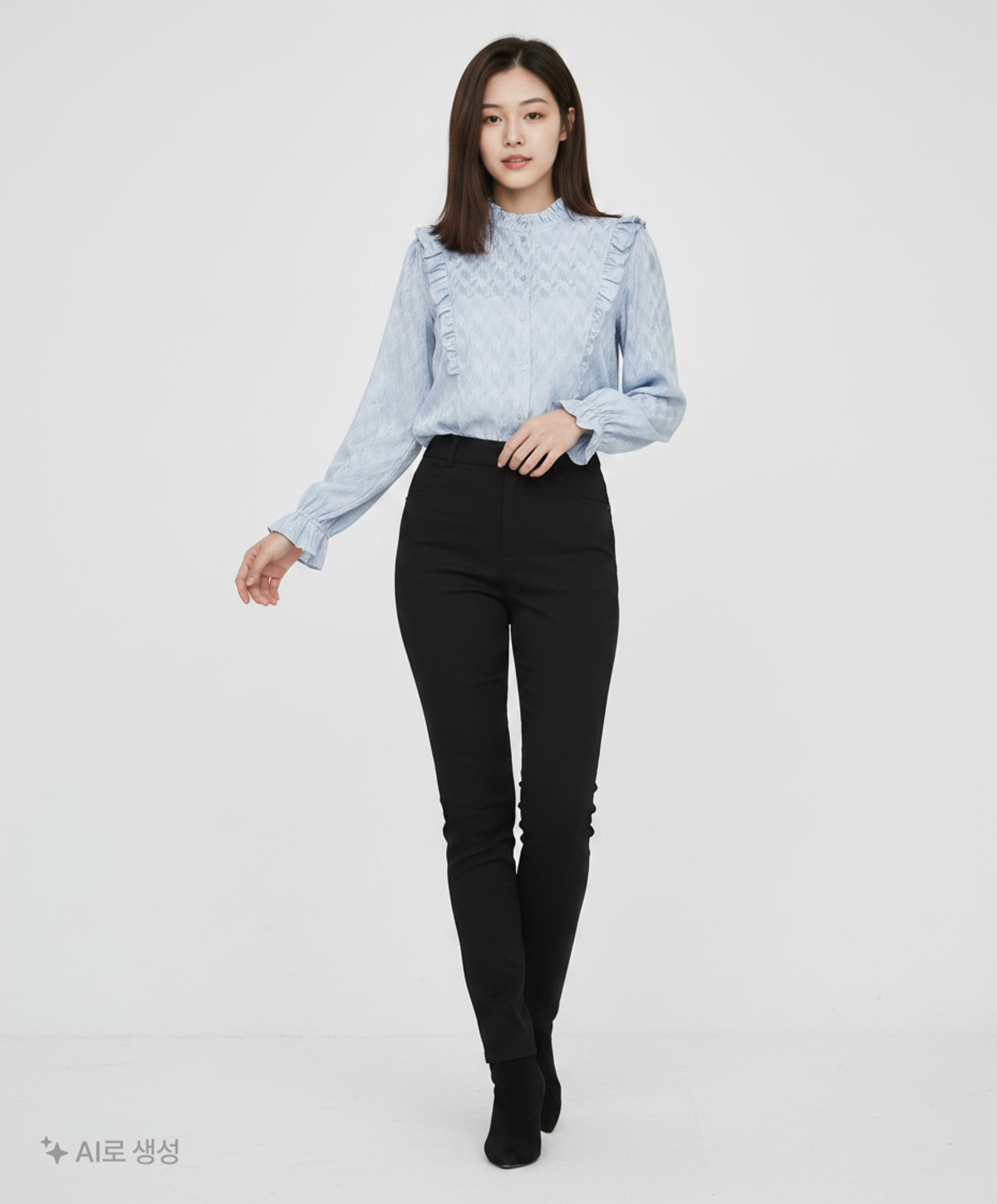 마리끌레르(MARIE CLAIRE) 러플 버튼업 블라우스(MODCBL04M8) 88-92-160