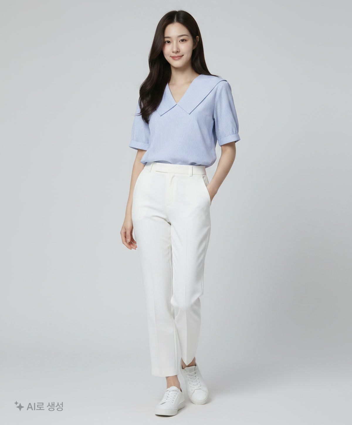 미쏘(MIXXO) 세일러카라 블라우스_MIWBWE506G S