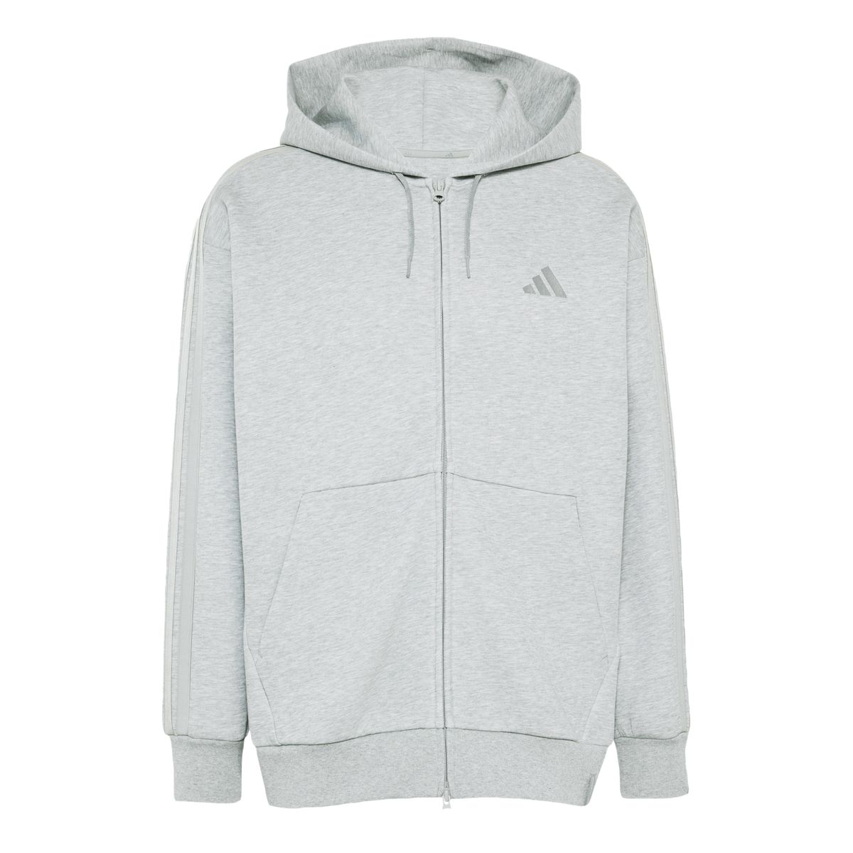 아디다스(ADIDAS) 에센셜 플러스 루즈 핏 3-스트라이프 컨템퍼러리 스페이서 니트 풀 지퍼 후디 KV8346