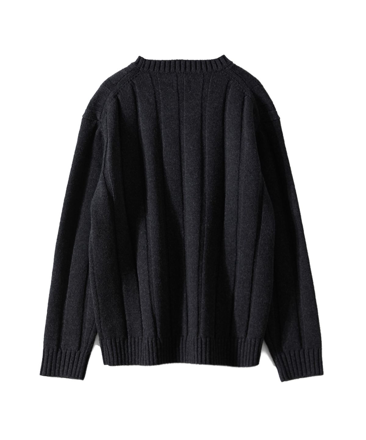 홀리선(HORLISUN) Meadow Wide Rib Crewneck Knit Melange Charcoal