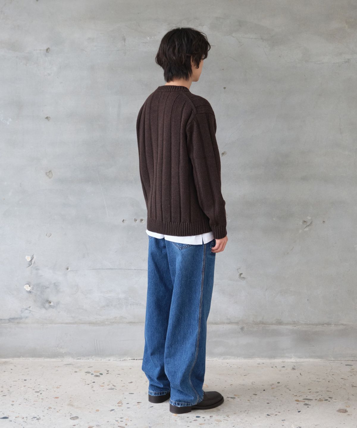 홀리선(HORLISUN) Meadow Wide Rib Crewneck Knit Dark Brown