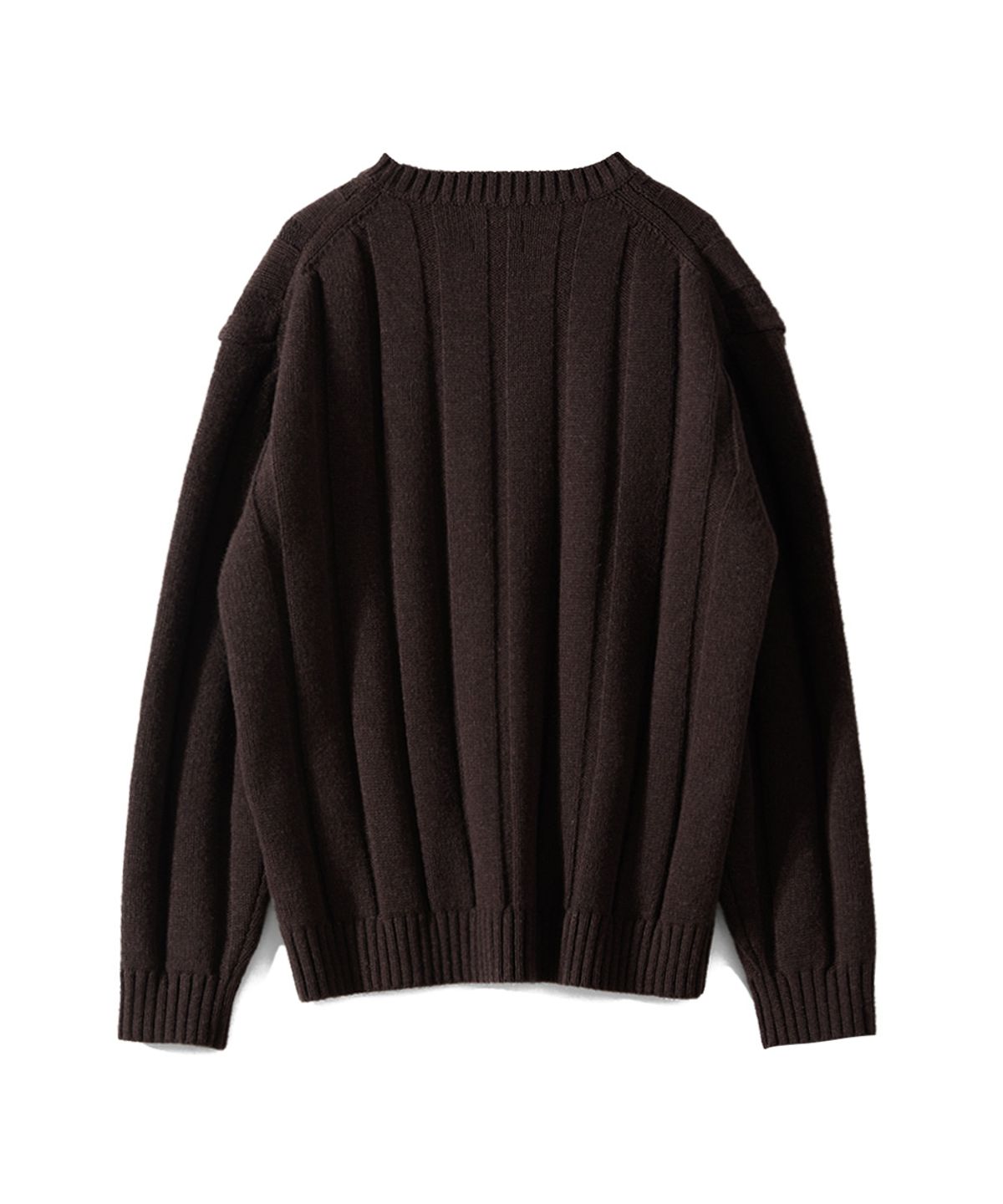 홀리선(HORLISUN) Meadow Wide Rib Crewneck Knit Dark Brown
