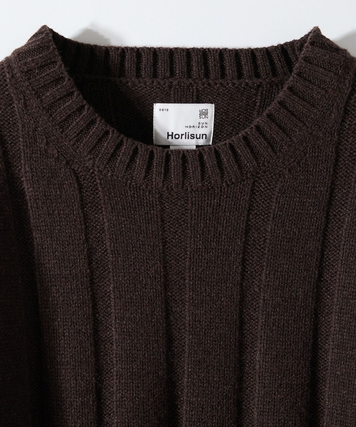 홀리선(HORLISUN) Meadow Wide Rib Crewneck Knit Dark Brown