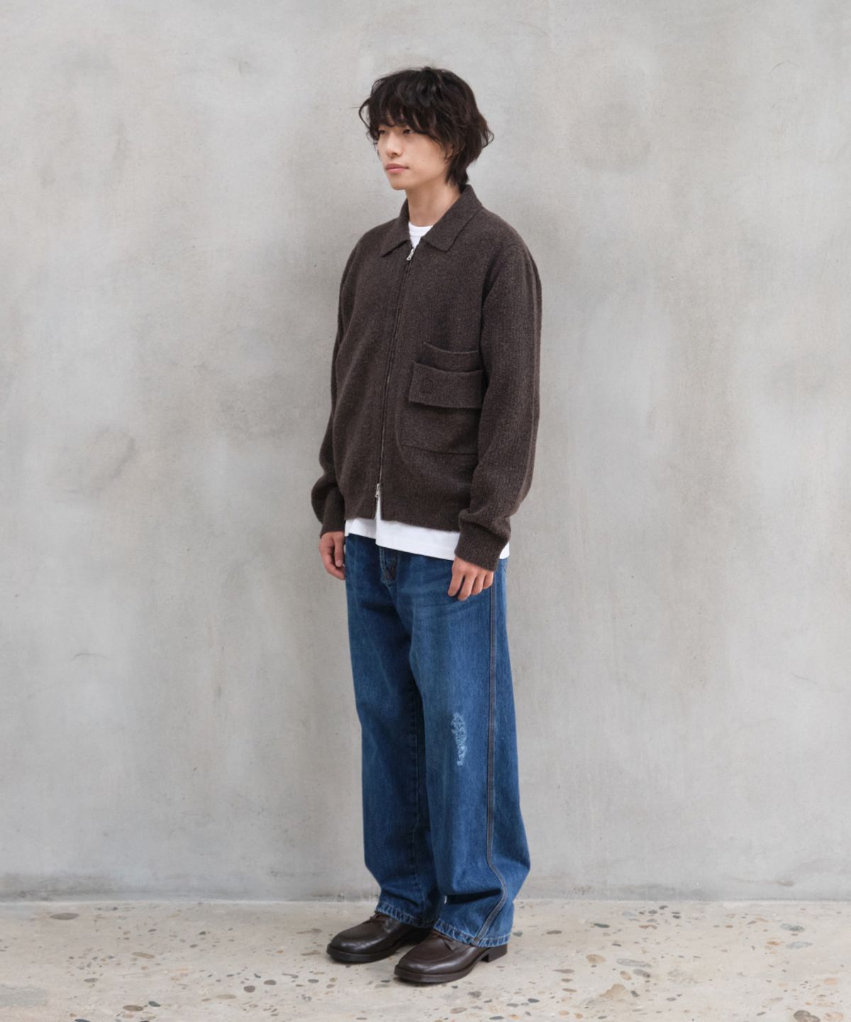 홀리선(HORLISUN) Forshey Boucle Zip Up Knit Cardigan Multi Demitasse