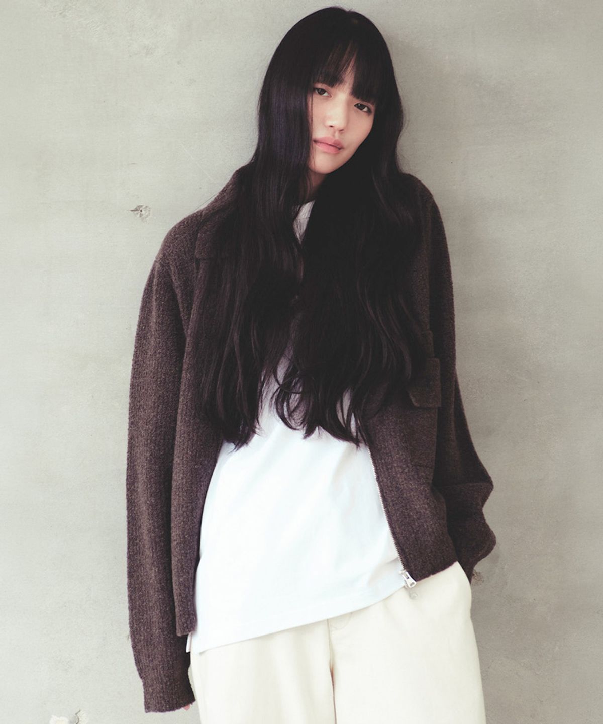 홀리선(HORLISUN) Forshey Boucle Zip Up Knit Cardigan Multi Demitasse