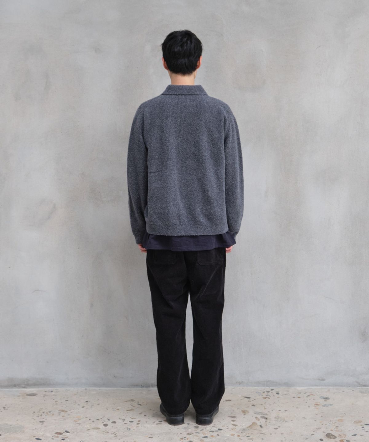 홀리선(HORLISUN) Forshey Boucle Zip Up Knit Cardigan Charcoal Gray