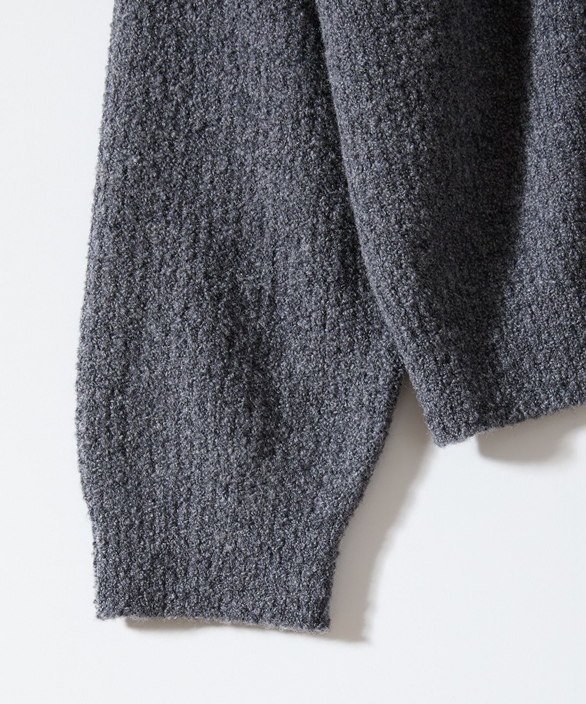 홀리선(HORLISUN) Forshey Boucle Zip Up Knit Cardigan Charcoal Gray