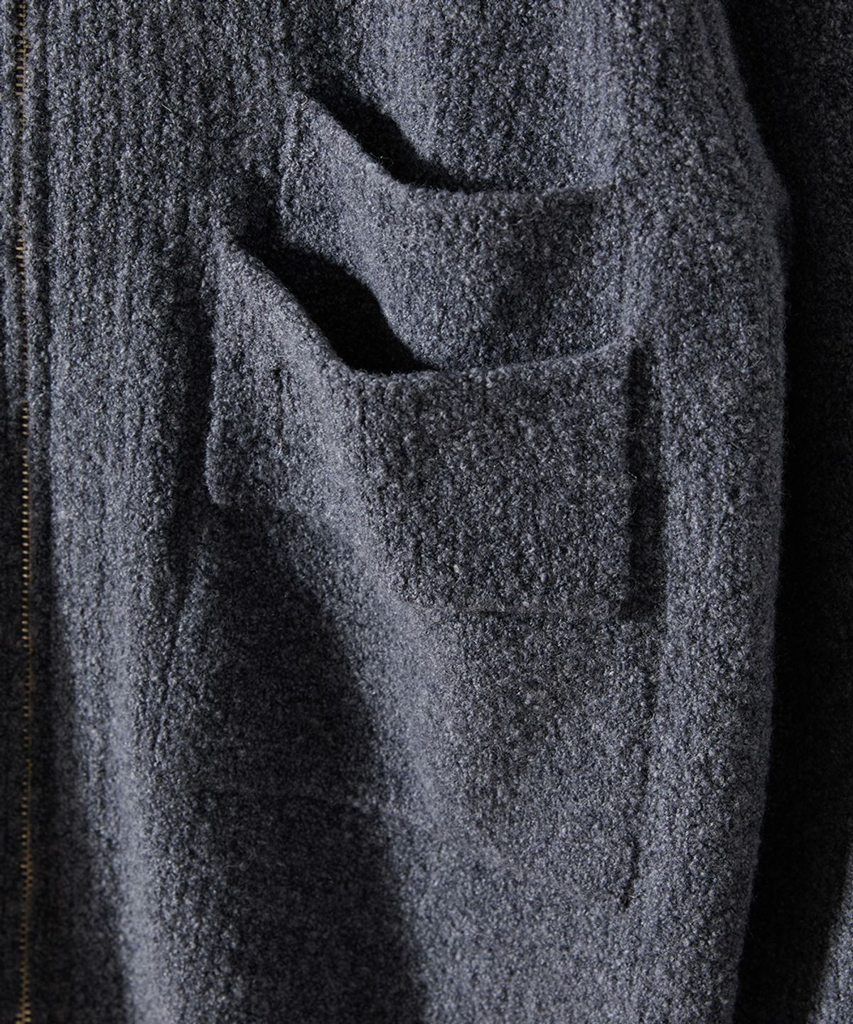 홀리선(HORLISUN) Forshey Boucle Zip Up Knit Cardigan Charcoal Gray